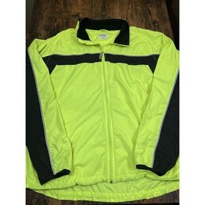 ASICS Jacket Mens HTC Large Yellow Relax-Fit Full Zip Running Windbreaker
